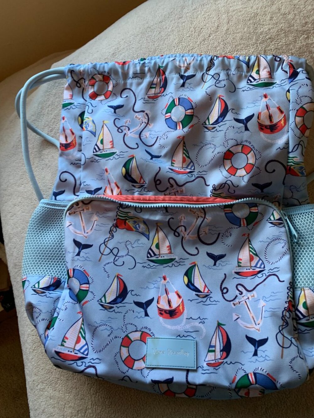 Share Vera Bradley ReActive Deluxe Drawstring Backpack Really Regatta water repe